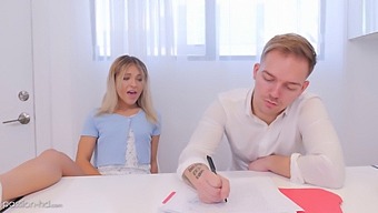 Blonde Sorority Sister Gets Tutored In Pleasure By Her Instructor
