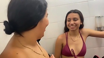 We Share A Lesbian Kiss With My Friend'S Stepsister And Indulge In Poolside Pleasure